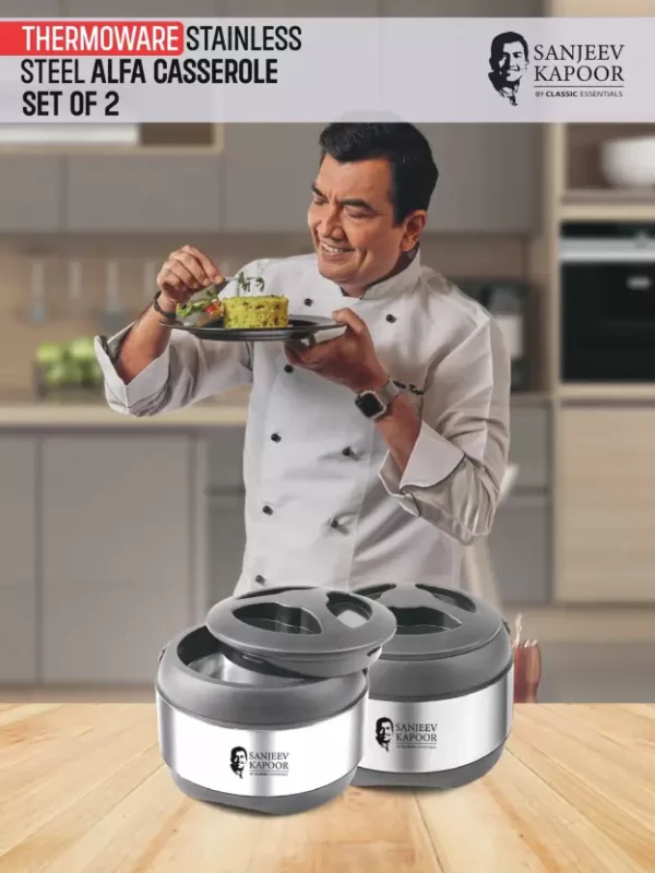 Sanjeev Kapoor Alpha Pack of 2 Thermoware Casserole (1000 ml) - Image 5